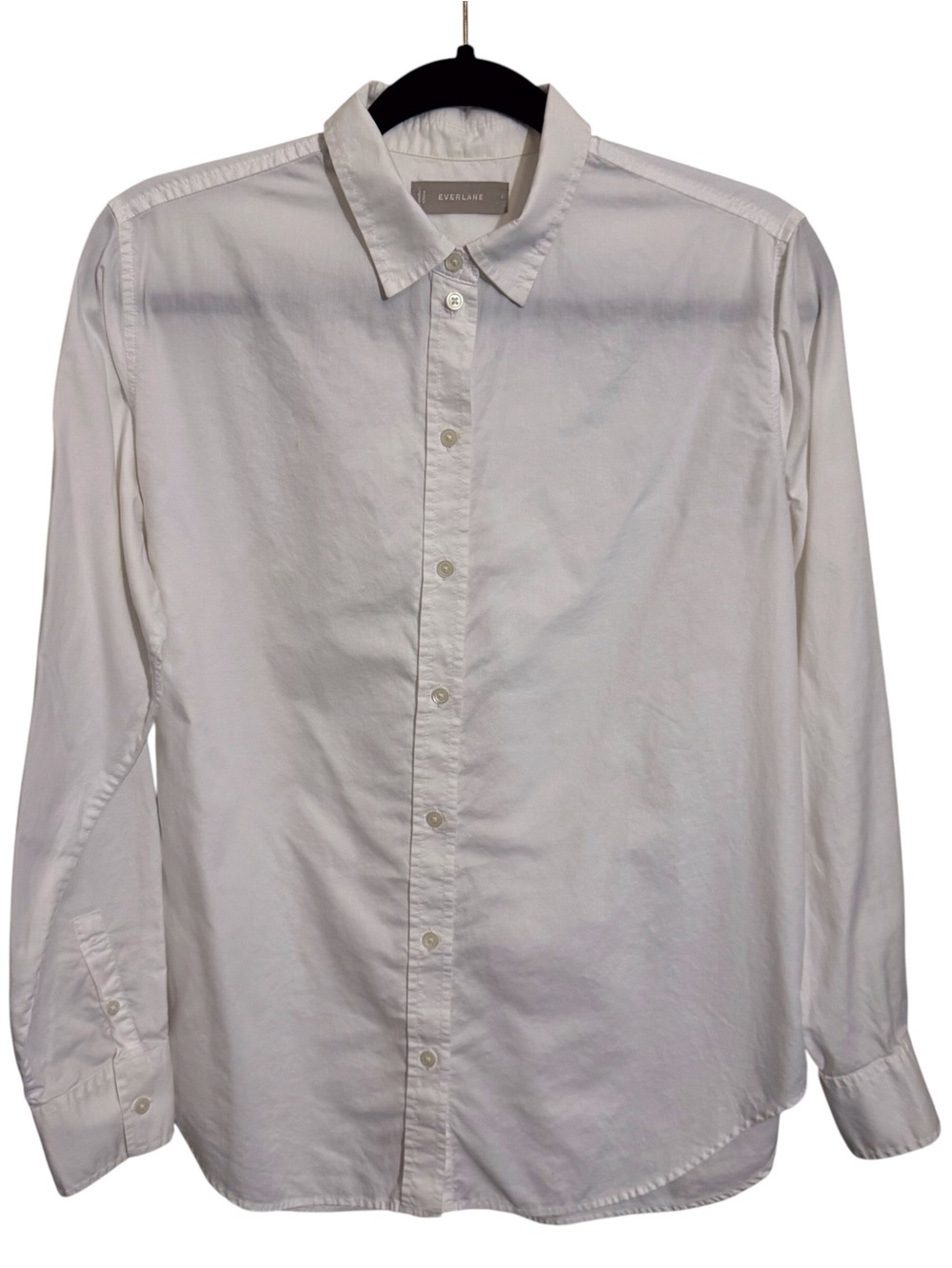 Everlane Womens Size 4 White Button Up Shirt Top Long Sleeve Cotton Basic Casual